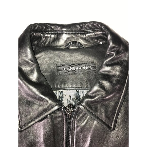 Jhane Barnes Men's Soft Black Leather Full Zip Jacket Coat - Picture 4 of 10
